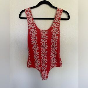 Posh Pua Orange and White Tropical One piece Swimsuit